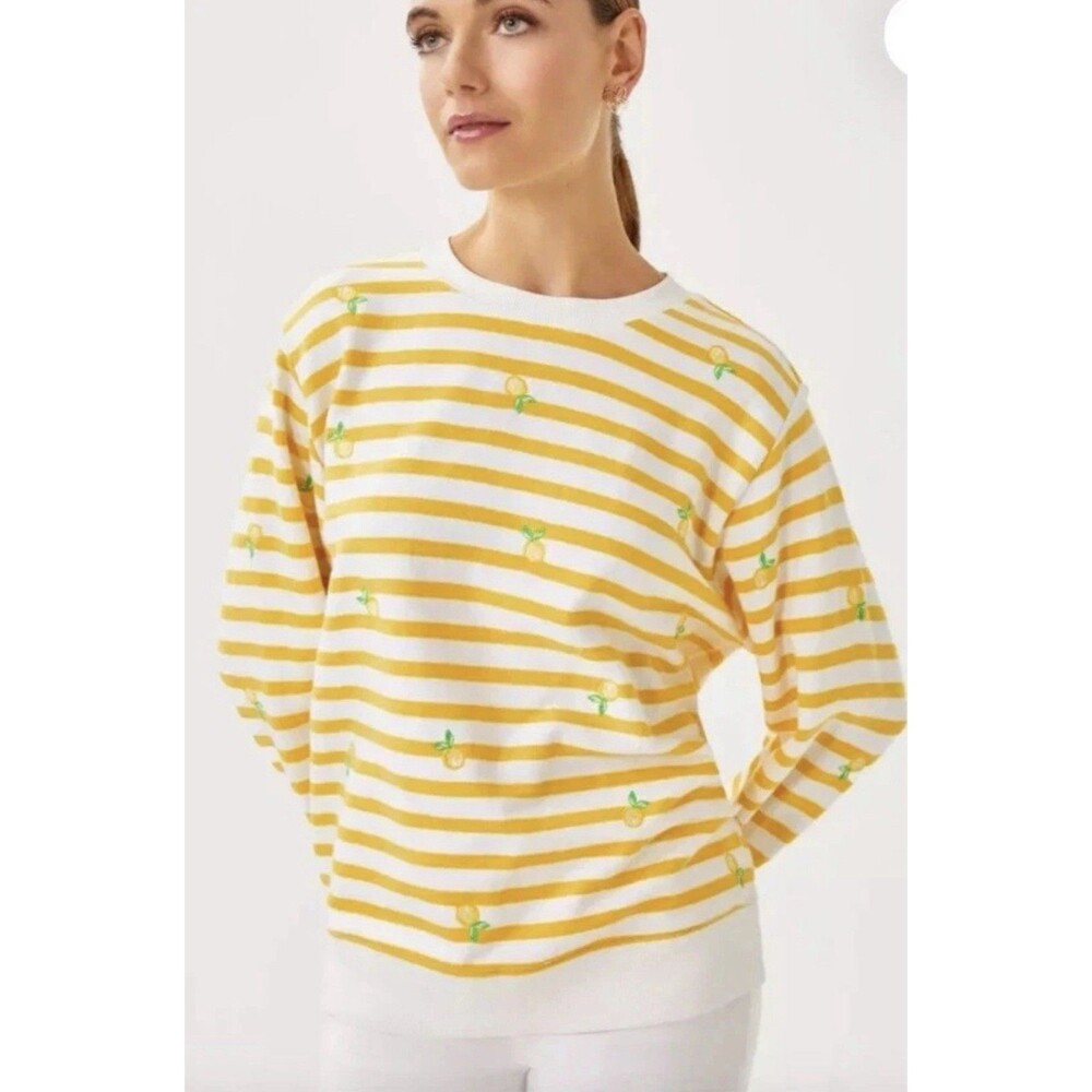 Lilly Pulitzer Ballad Sweatshirt Honeycomb Make Lemonade Embroidery XS